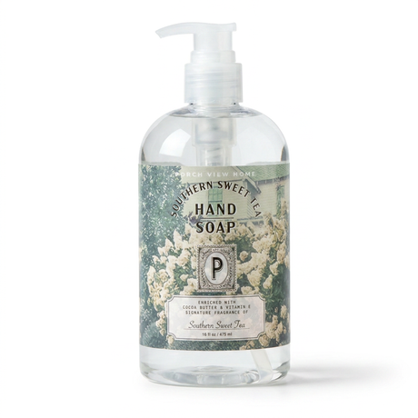 Southern Sweet Tea hand soap with fresh brewed tea fragrance, shea butter, and cocoa butter made by porch view