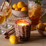 southern sweet tea candle lemon sugar tea scented candle in woven willow holder