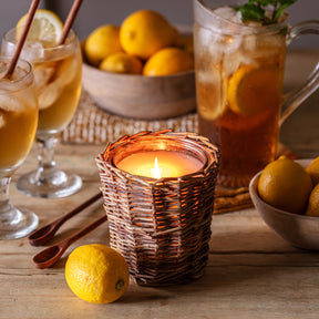 southern sweet tea candle lemon sugar tea scented candle in woven willow holder