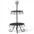 Black metal spider web two-tier Halloween display stand with decorative spider topper