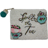 Spill the Tea Beaded Coin Pouch with Pom-Pom Zipper