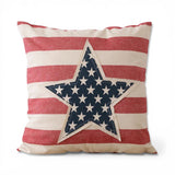 patriotic striped pillow with star patch 18x18 americana throw pillow