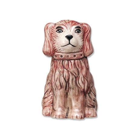 Hand-painted stoneware Staffordshire dog planter with crackle glaze