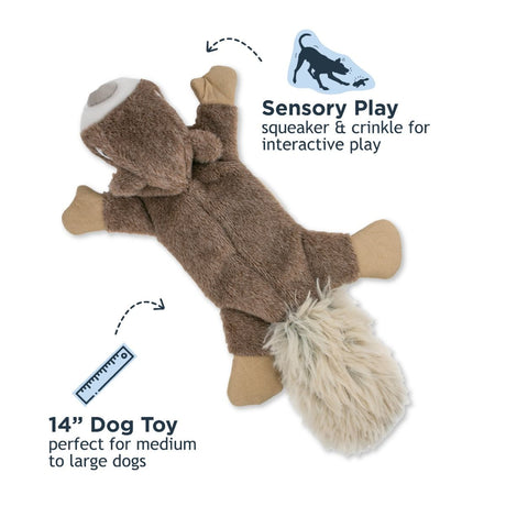 Stuffless Squirrel Plush Squeaker Dog Toy