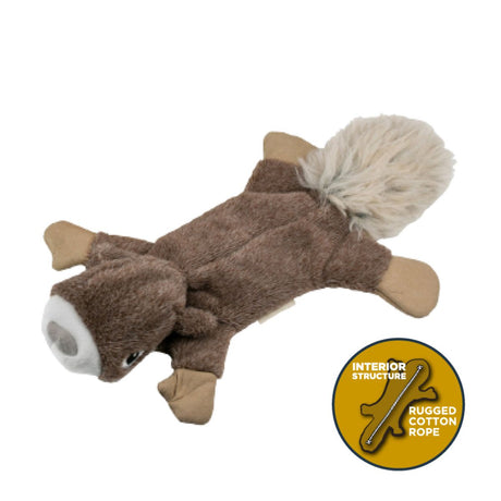 16 inch stuffless squirrel plush dog toy with squeaker and rope for medium and large dogs