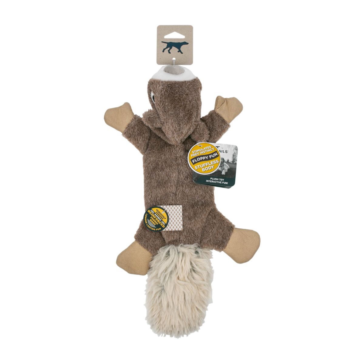 Stuffless Squirrel Plush Squeaker Dog Toy