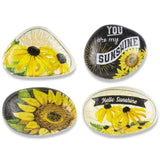 Resin sunflower-themed decorative rocks with uplifting messages