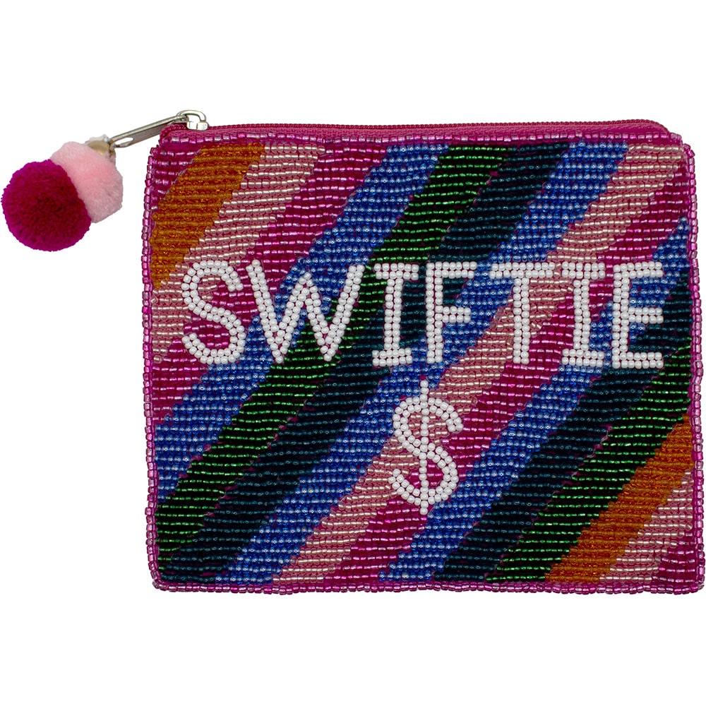 Swiftie $ Beaded Coin Pouch with Pom-Pom Zipper