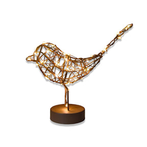 Battery-operated wire robin light with LED bulbs on timer