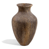 Tall brown ceramic vase with rustic finish and flared rim for floral arrangements
