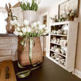 Handwoven Rattan Door Basket with Handle