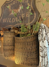 Handwoven Rattan Door Basket with Handle