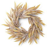 22-inch tan eucalyptus and rosehip wreath with muted golden leaves and natural dried botanical styling