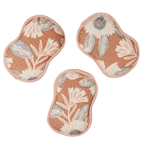 Terracotta floral reusable kitchen sponge set by Once Again Home Co.