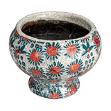 crackle glaze terracotta floral foot planter by Creative Co-Op