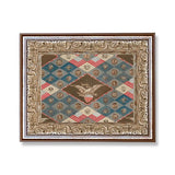 vintage textile state emblems framed wall art americana eagle patchwork design silver gold frame