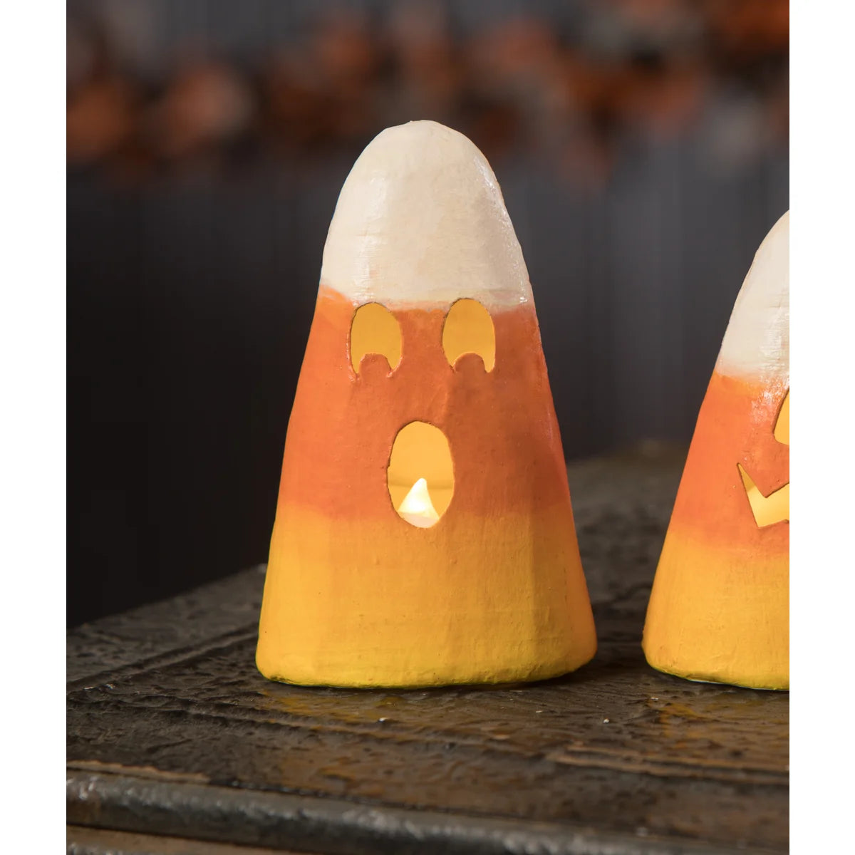 Hand-Painted Resin Candy Corn Luminaries