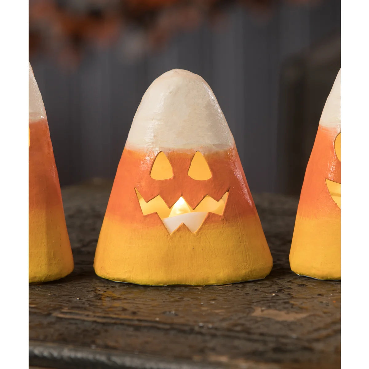 Hand-Painted Resin Candy Corn Luminaries