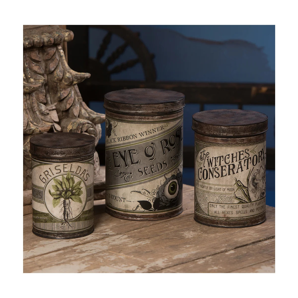 Witch's Conservatory Metal Canisters