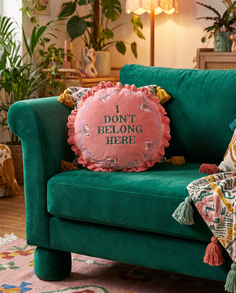 I Don’t Belong Here Round Velvet Throw Pillow
