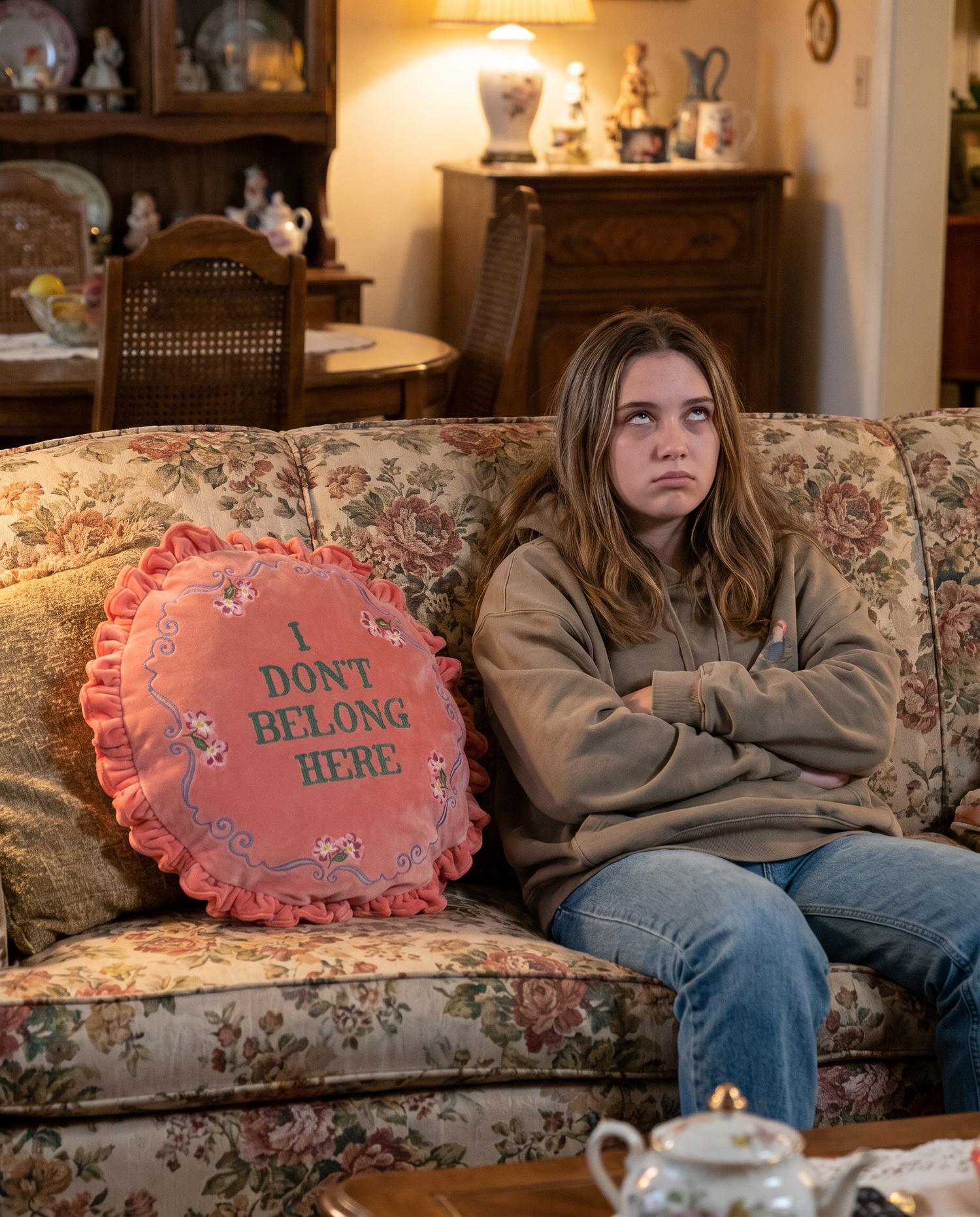 I Don’t Belong Here Round Velvet Throw Pillow