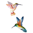  Colorful tin hummingbird magnets in two styles, perfect for decorating magnetic surfaces