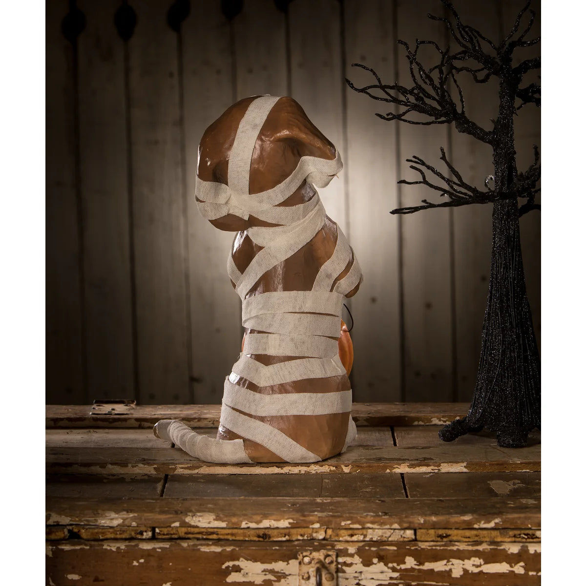 Mummy Puppy Paper Mache Candy Bucket