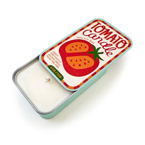 4 oz tomato vine soy candle in reusable sardine tin with fresh garden scent
