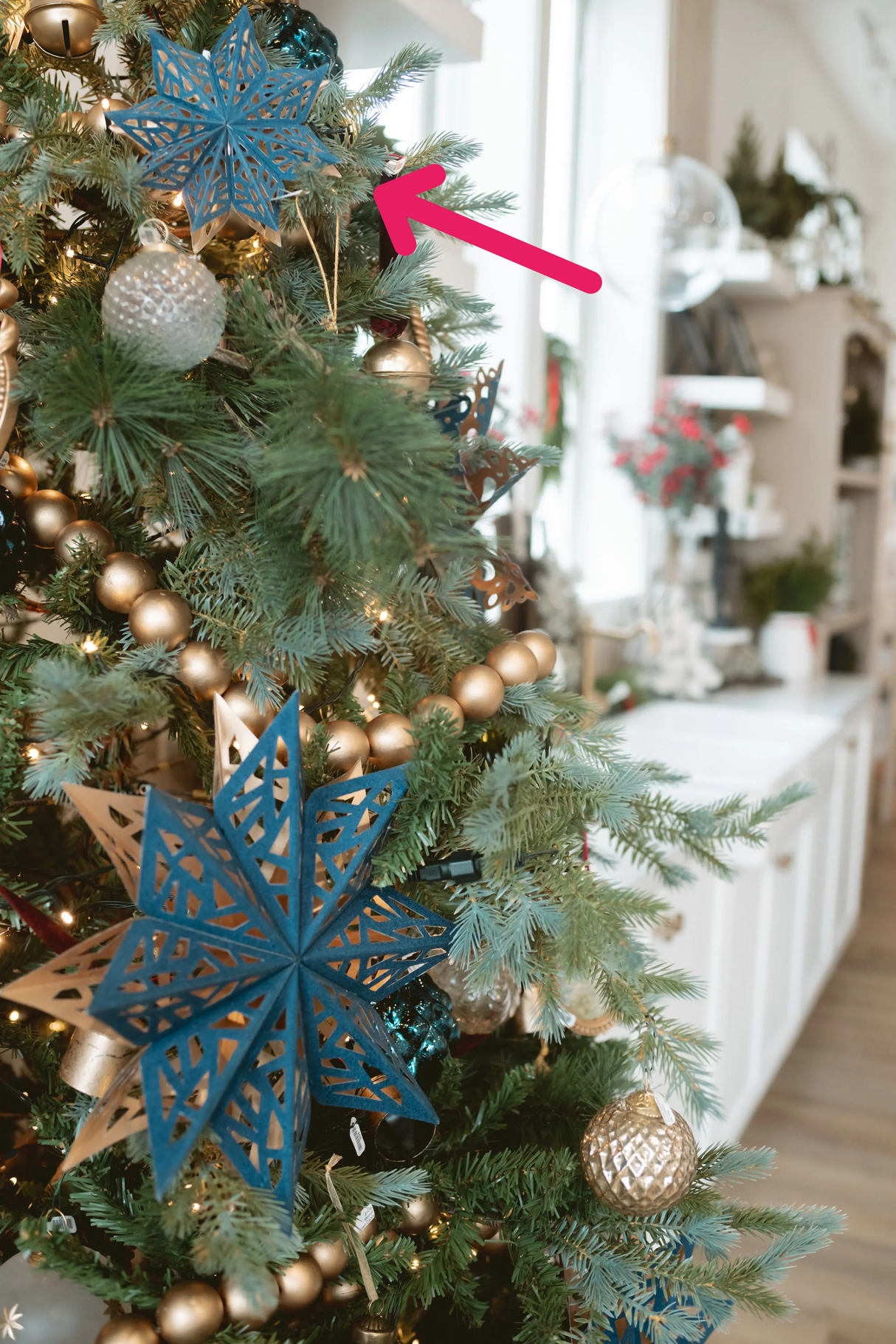 Navy & Gold Recycled Paper Snowflake Ornaments