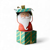 Painted Metal Santa with Christmas Gift Box