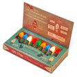 Tru-Tone Classic multicolor C7 Christmas lights with green sockets and red-and-green twisted wiring in a vintage-style gift box.