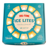Tru-Tone Ice-Lites clear frosted snowball light strand with textured globe covers and a warm LED glow.