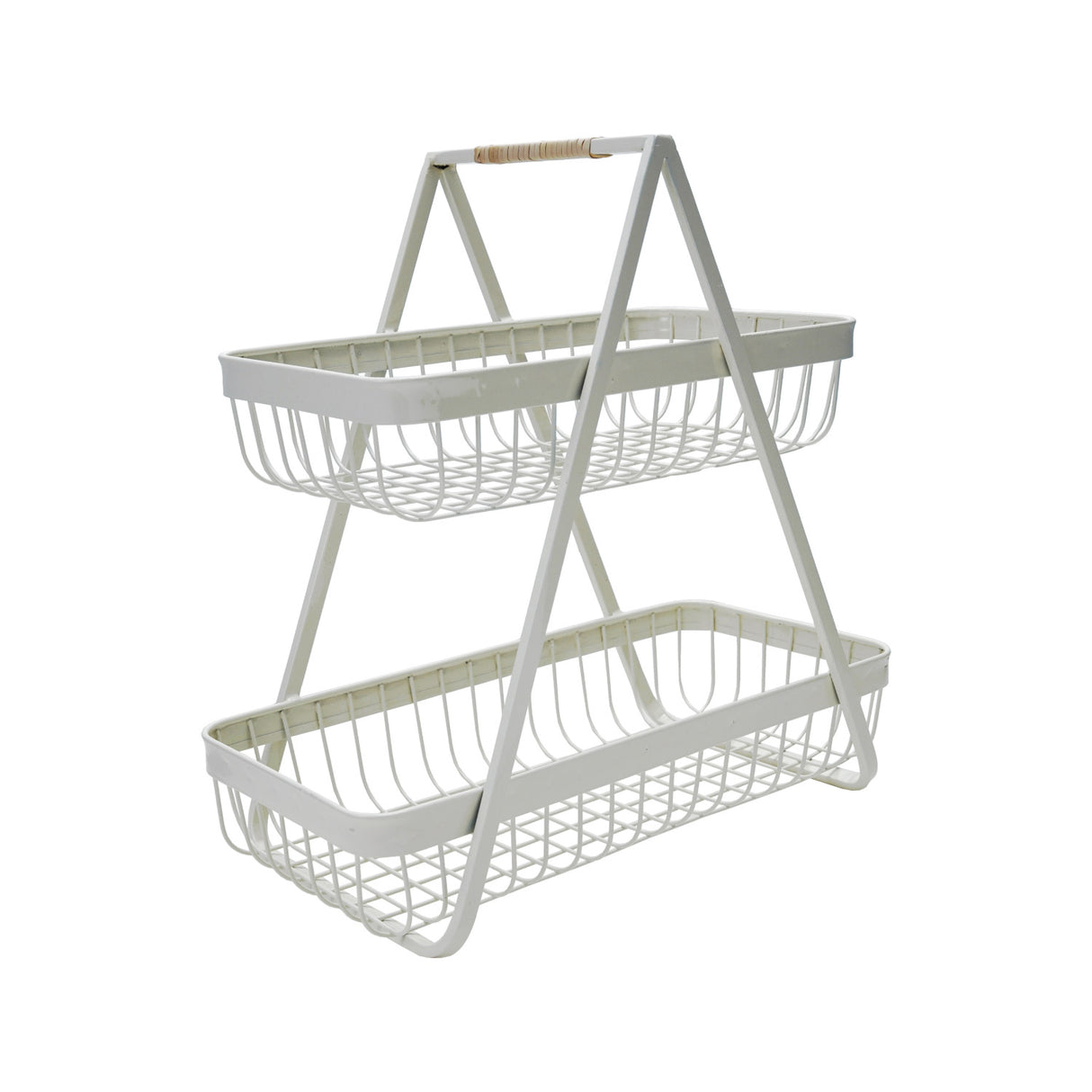 two tier white metal wire tray display stand by Creative Co-Op