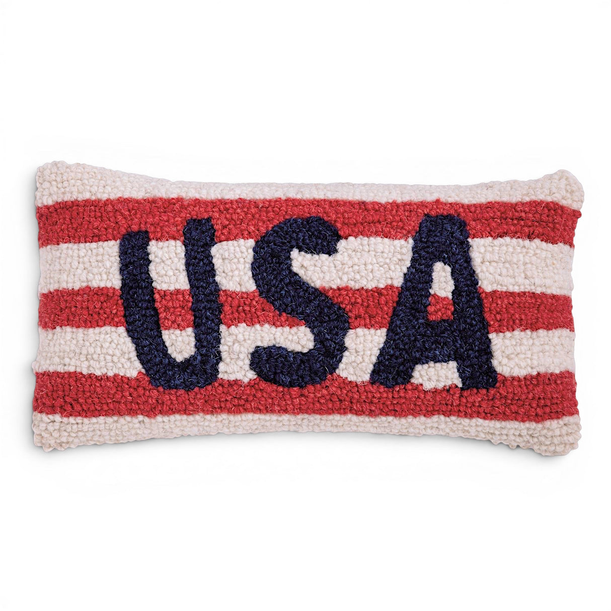 usa hooked wool mini pillow patriotic americana decor red stripe accent pillow fourth of july decoration