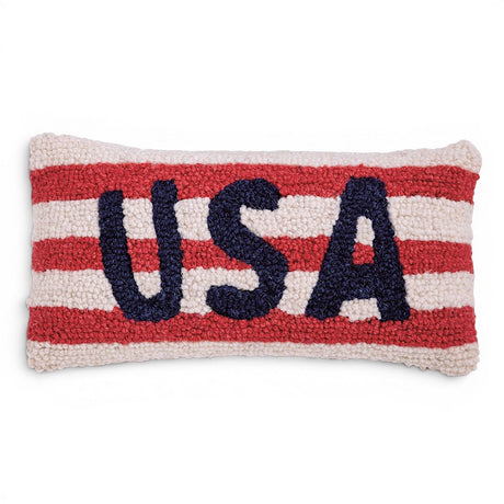 usa hooked wool mini pillow patriotic americana decor red stripe accent pillow fourth of july decoration