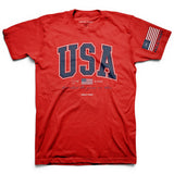 usa patriotic red t shirt american flag sleeve graphic tee