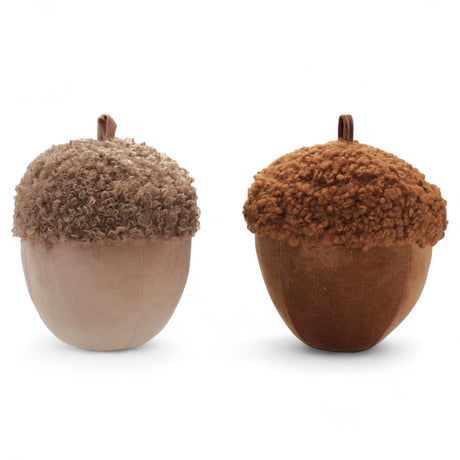 elvet and faux sherpa decorative acorn pillow