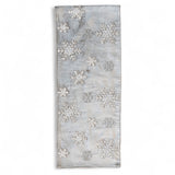 Taupe cotton blend velvet table runner with cream beaded embroidered snowflakes