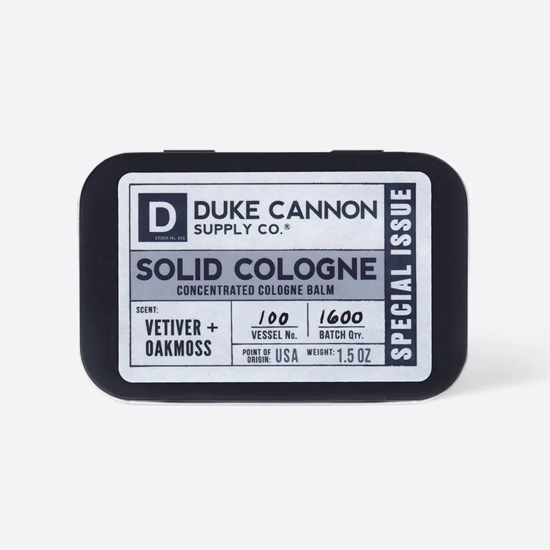 vietiver and oakmoss solid cologne balm from duke cannon