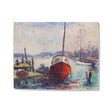 vintage boat canvas wall art coastal harbor painting distressed nautical wall decor