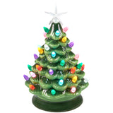 green ceramic tree with lights