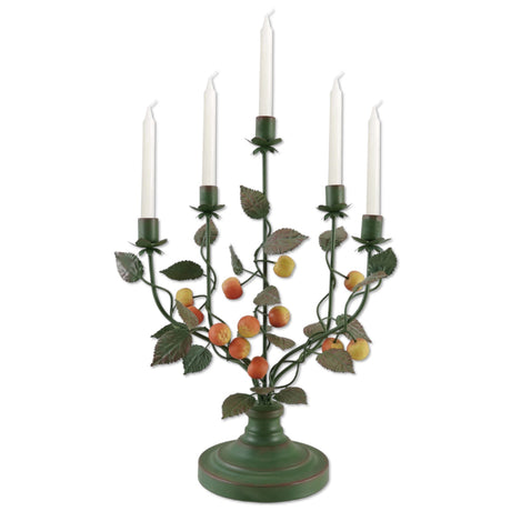 vintage style metal crabapple toleware candelabra holding five taper candles