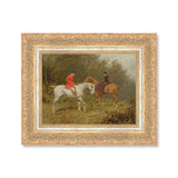 vintage equestrian framed wall art horse riders landscape painting by petal lane home