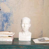 Vintage-inspired mannequin head bust with crackle glaze ceramic