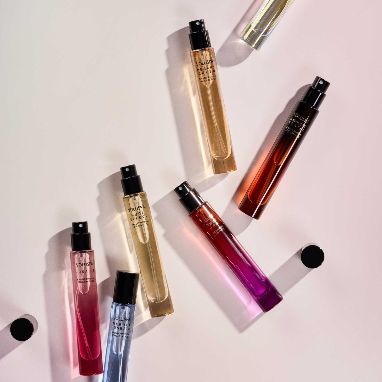 Voluspa 10 mL Eau de Parfum travel spray collection including Nude Effect