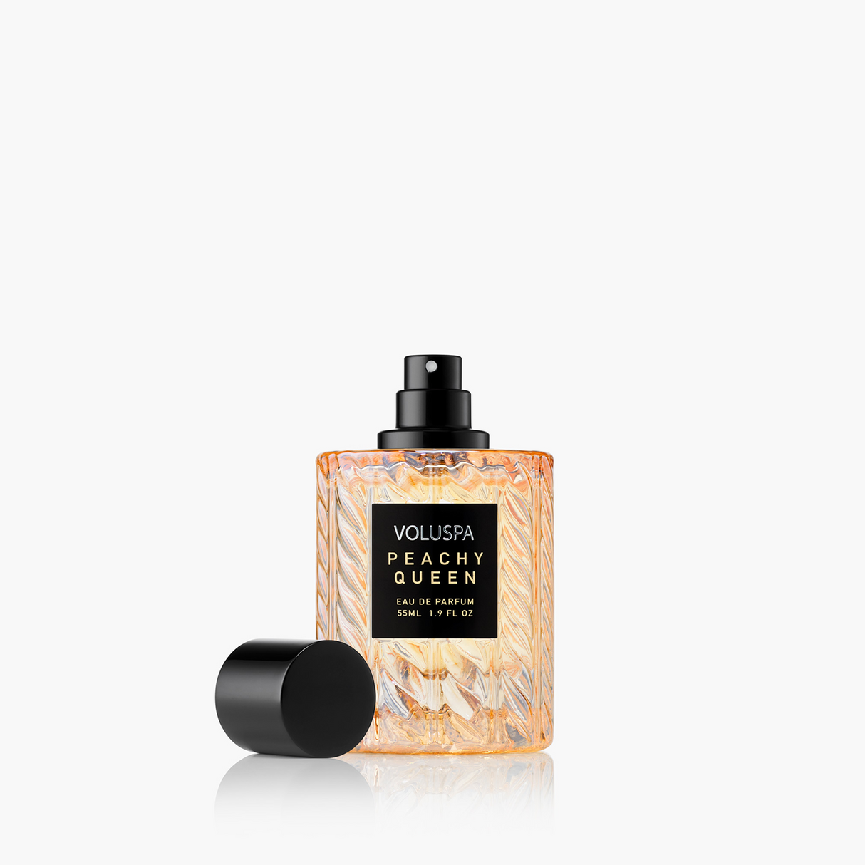Voluspa Peachy Queen 55 mL fruity floral perfume lifestyle image