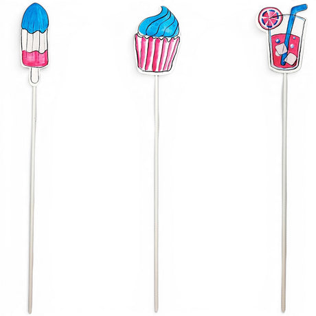 patriotic treat garden stakes popsicle cupcake drink metal decor red white blue summer