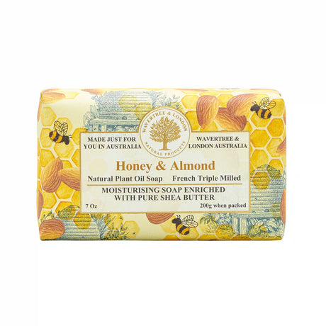 honey and almond triple milled shea butter soap bar by wavertree and london