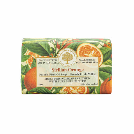 sicilian orange triple milled shea butter soap bar by wavertree and london