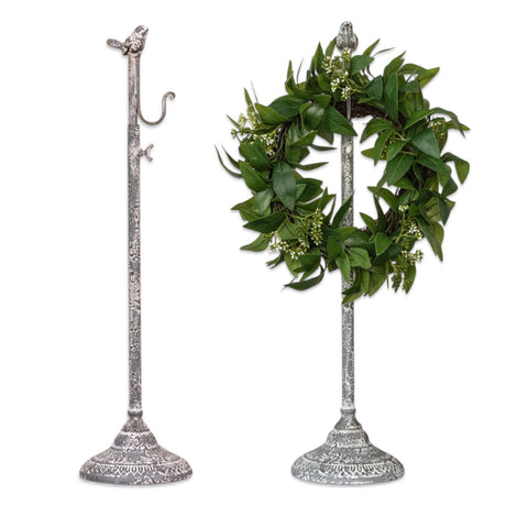adjustable weathered grey wreath display stand metal tabletop wreath holder for seasonal décor